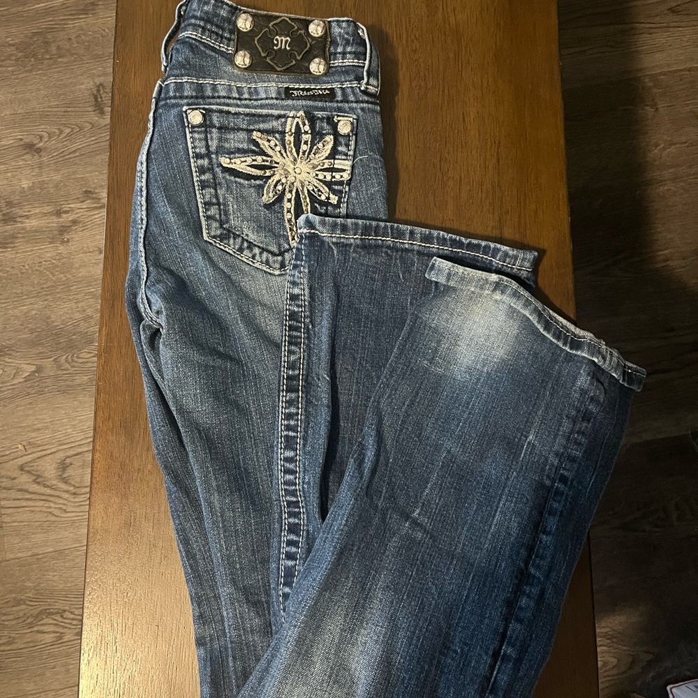 Miss Me Dark Blue Embroidered Pocket Kids Jeans